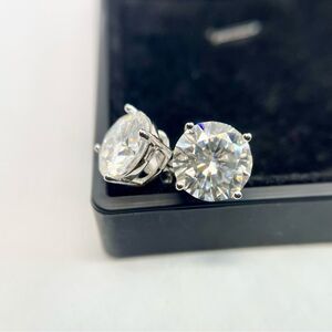 20 Carat Round Moissanite Earrings 925 Silver 18K White Gold Rare Huge Jewelry